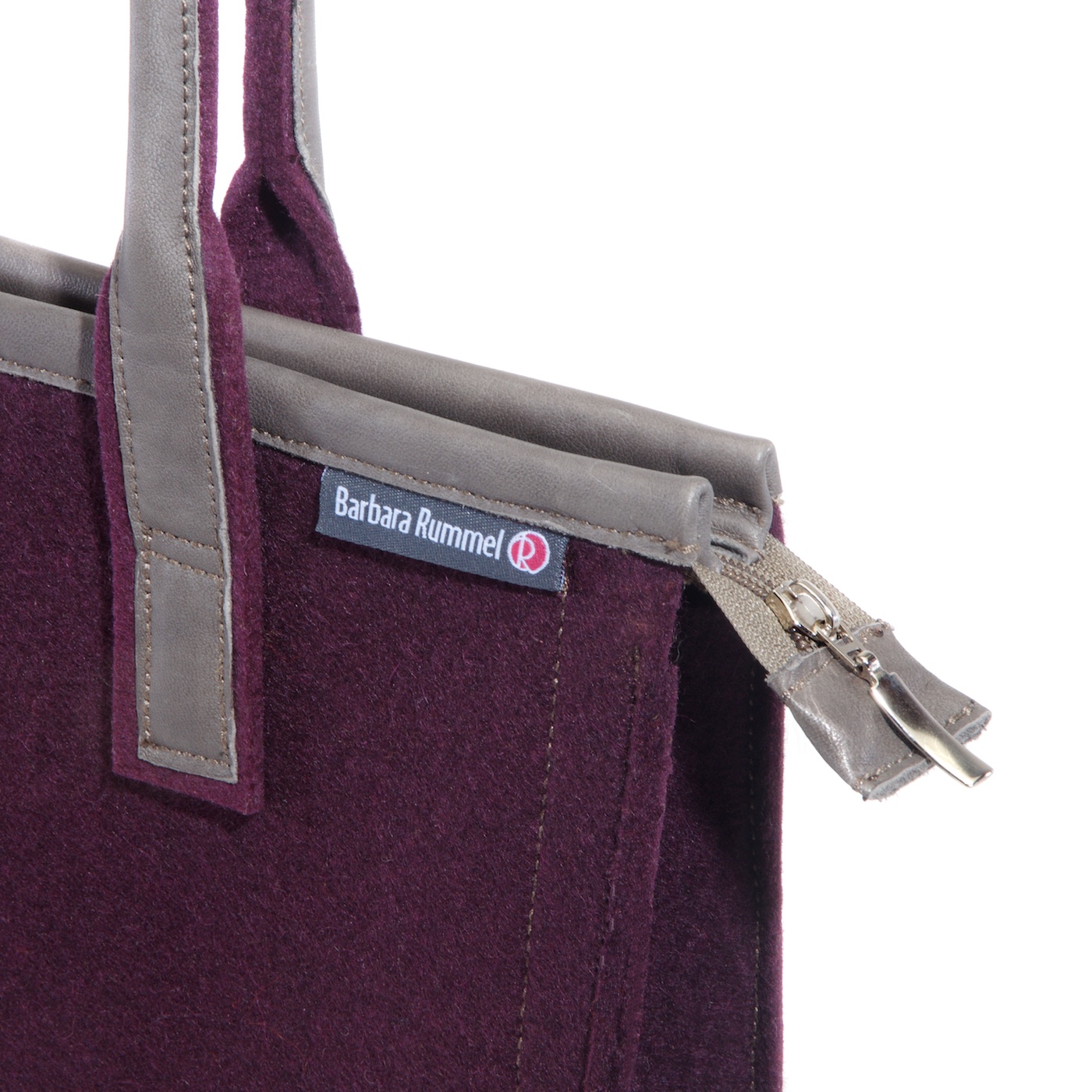 Elegante Handtasche Fina aus Filz und Leder Details 2 Elegante Handtasche Fina aus Filz und Leder Details