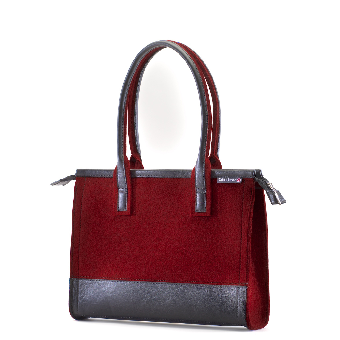 Handtasche Fina aus Filz in Kirsch-Schwarz Handtasche Fina aus Filz in der Farbkombination Kirsch-Schwarz